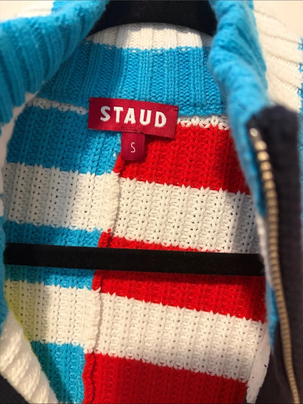 Staud Striped Half-Zip Knit Sweater - Multicolor